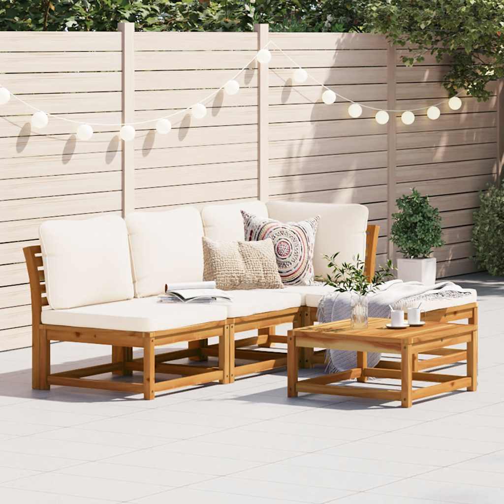vidaXL Set mobilier de grădină cu perne, 5 buc., lemn masiv acacia