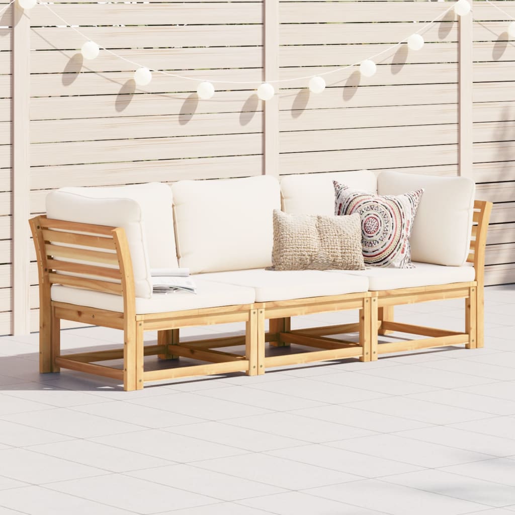 vidaXL 3-tlg. Garten-Lounge-Set mit Kissen Massivholz Akazie