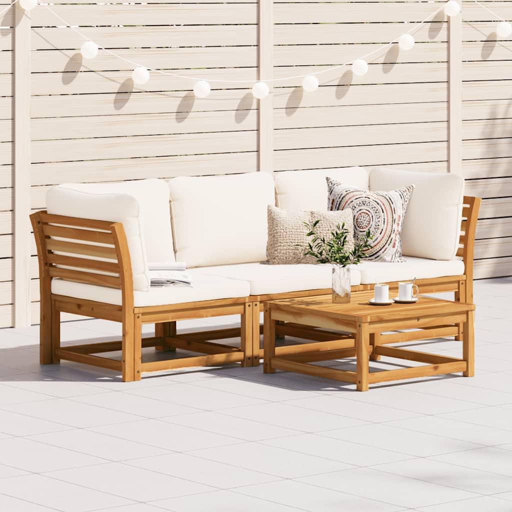 vidaXL Set mobilier de grădină cu perne, 3 piese, lemn masiv acacia