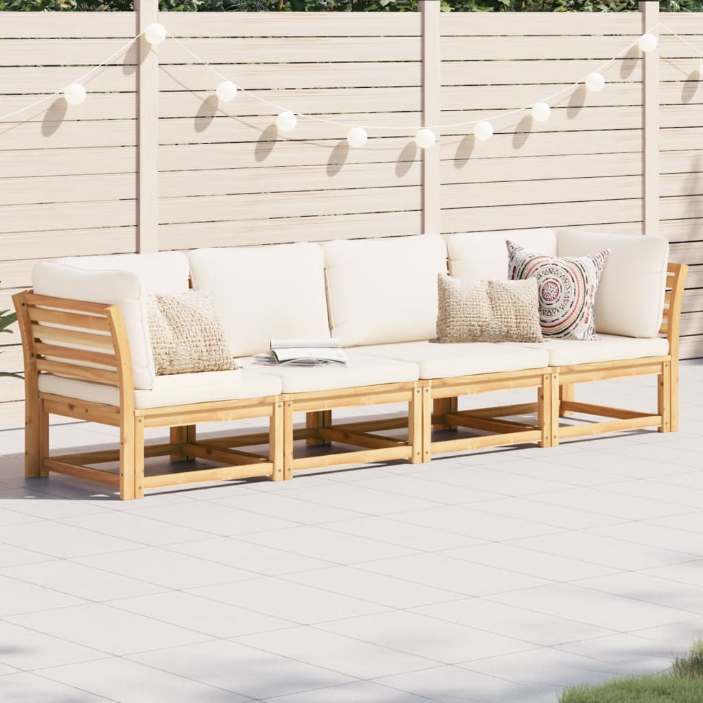 vidaXL 4-tlg. Garten-Lounge-Set mit Kissen Massivholz Akazie