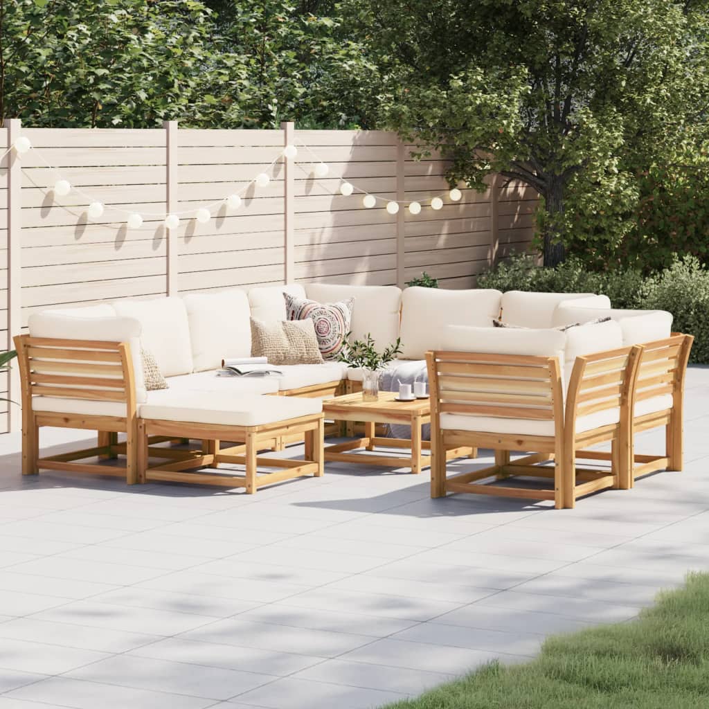 vidaXL 10-tlg. Garten-Lounge-Set mit Kissen Massivholz Akazie