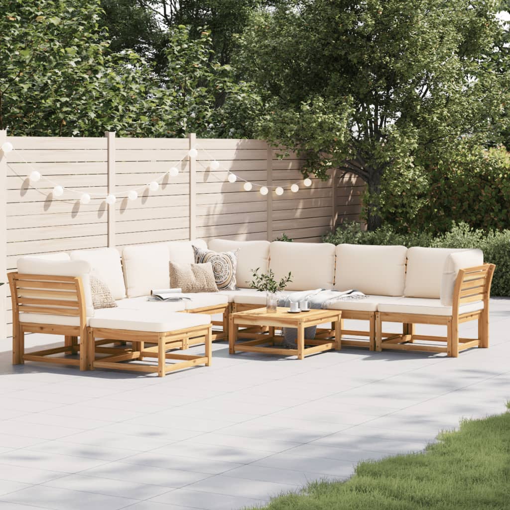 vidaXL 9-tlg. Garten-Lounge-Set mit Kissen Massivholz Akazie