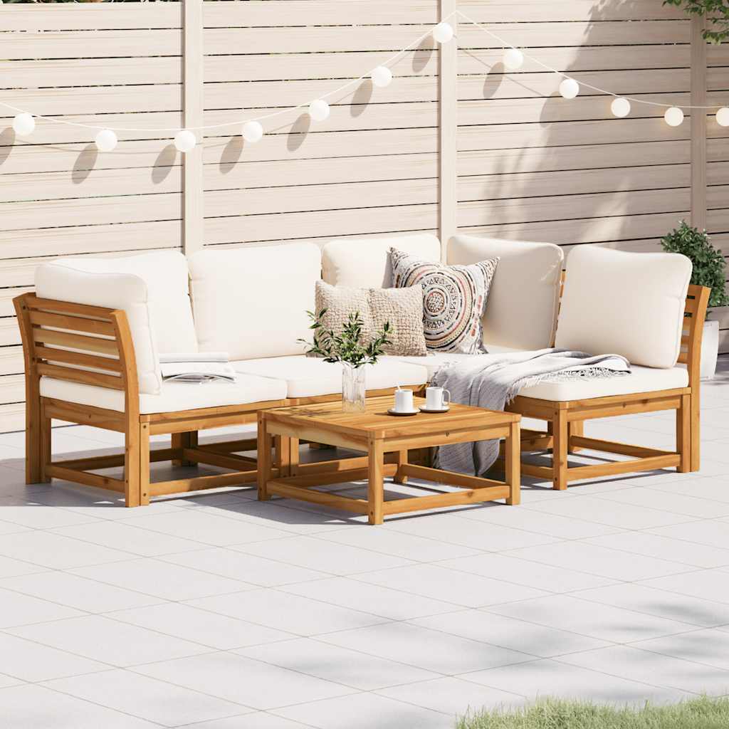 vidaXL Set mobilier de grădină cu perne, 5 buc., lemn masiv acacia