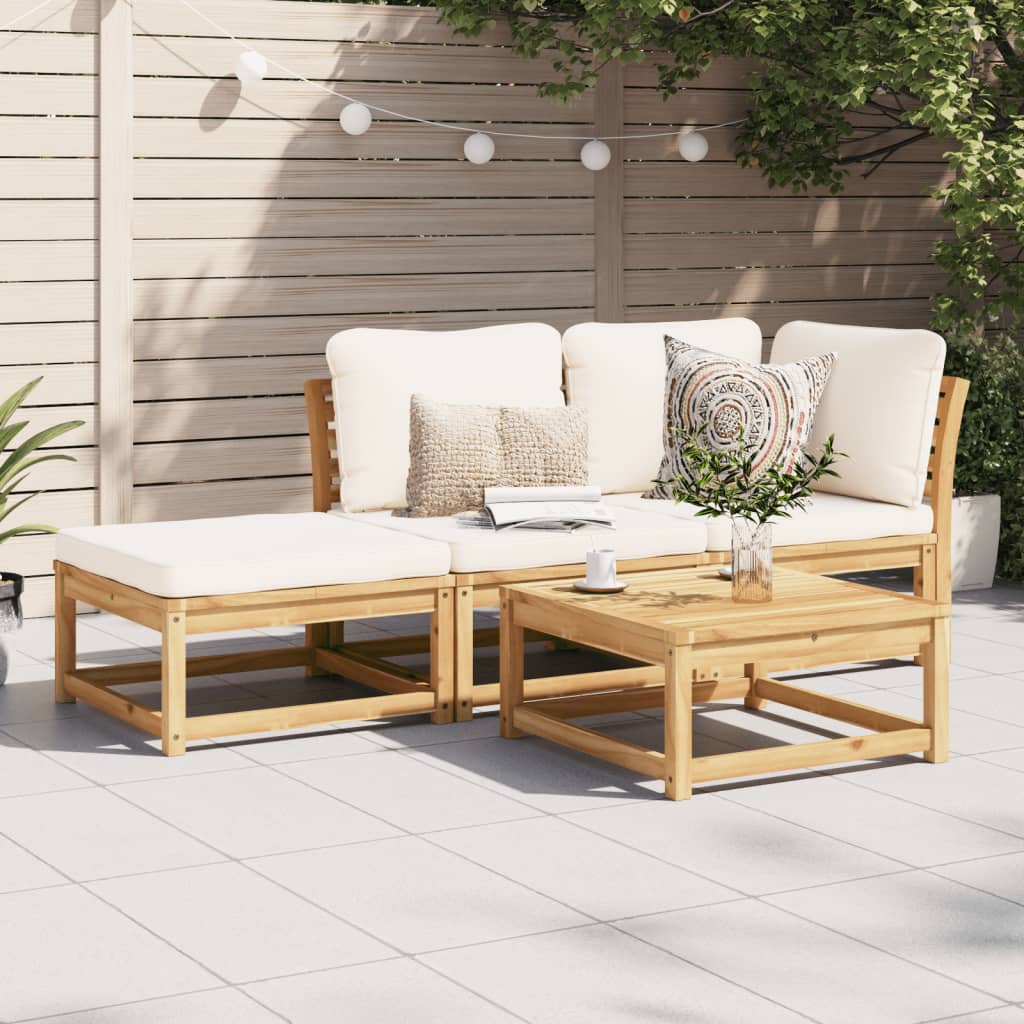 vidaXL 3-delige Loungeset met kussens massief acaciahout afbeelding