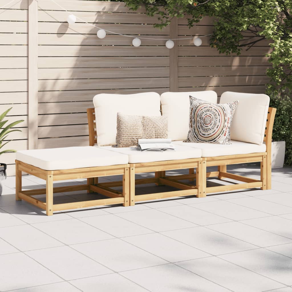 vidaXL 3 Piece Garden Lounge Set with Cushions Solid Wood Acacia