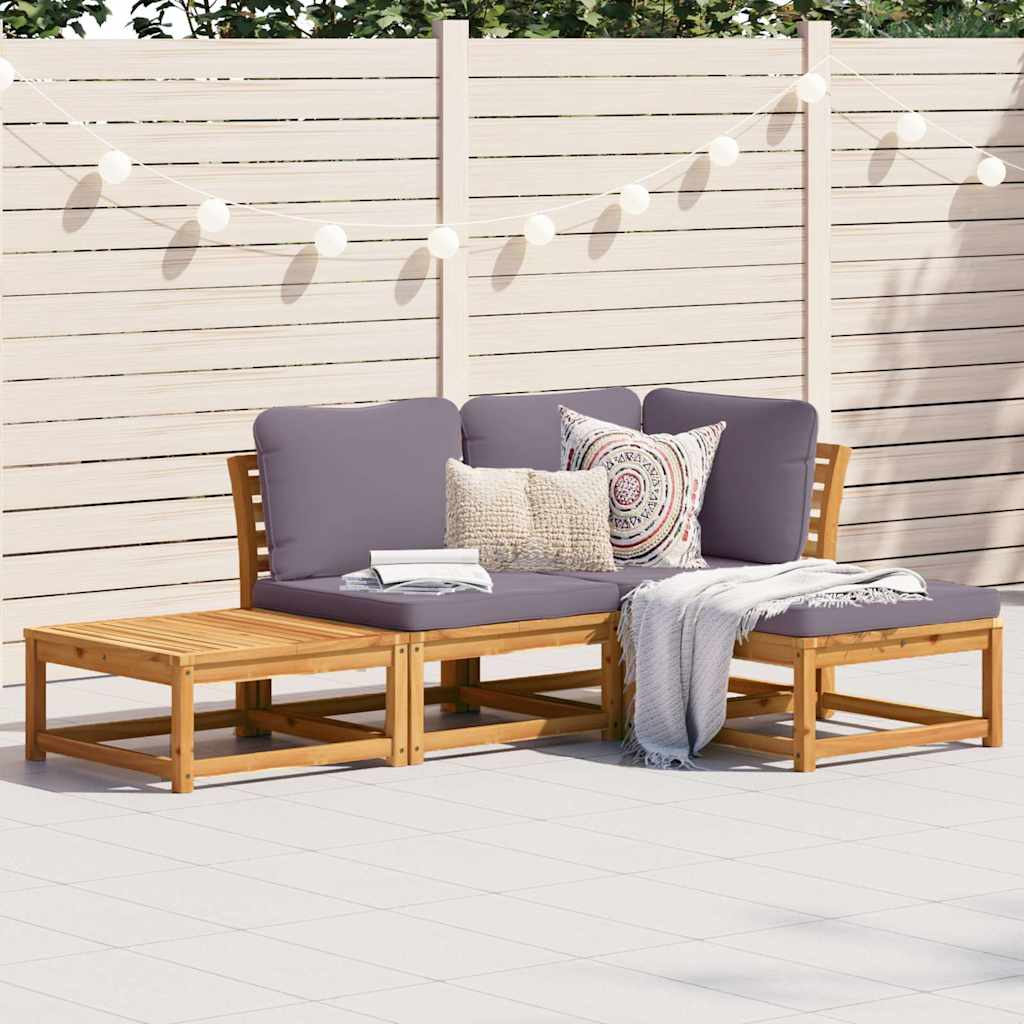 vidaXL Set mobilier de grădină cu perne, 4 piese, lemn masiv de acacia