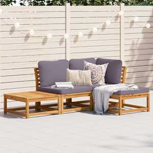 Vrtna sedežna garnitura 4-delna z blazinami trden akacijev les