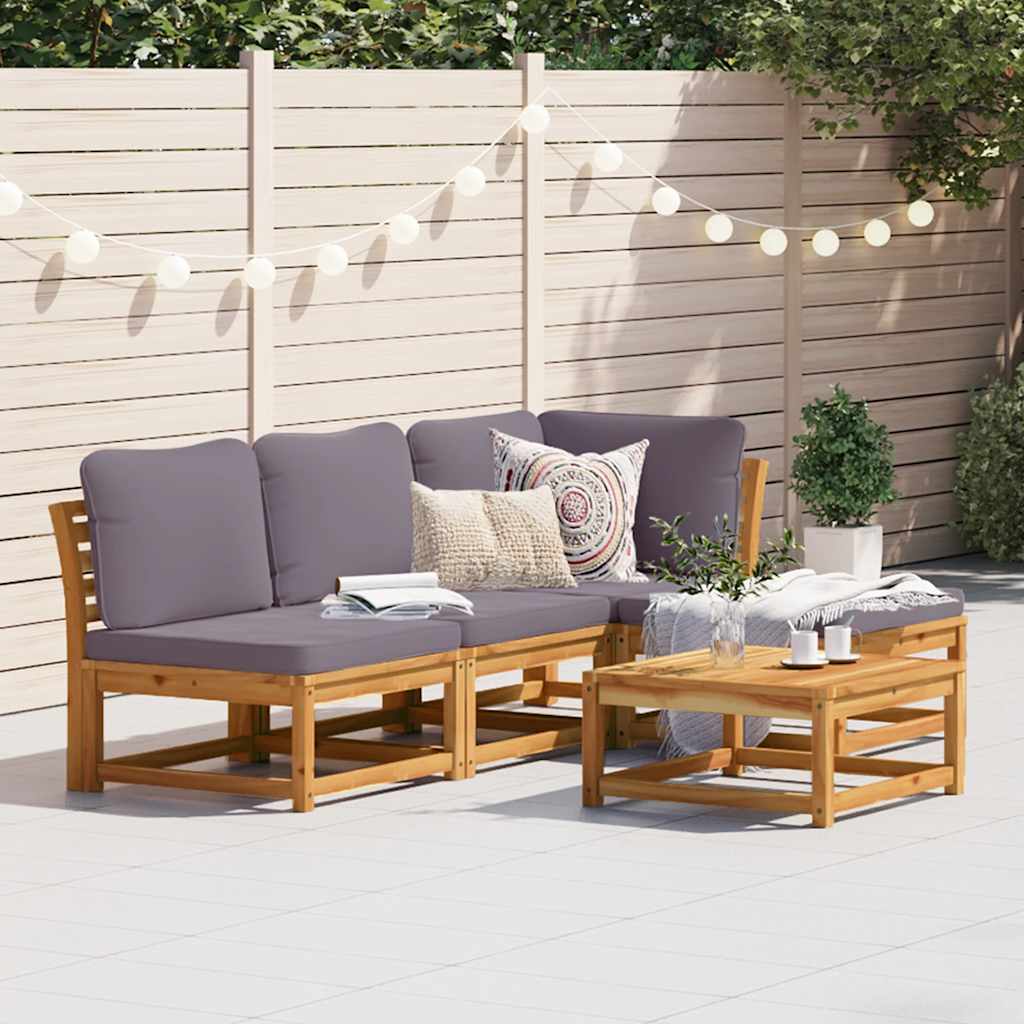 vidaXL Set mobilier de grădină cu perne, 5 buc., lemn masiv acacia