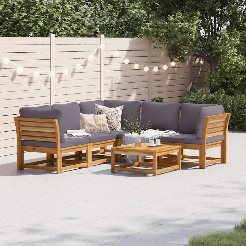 vidaXL Set mobilier grădină cu perne, 6 piese, lemn masiv acacia