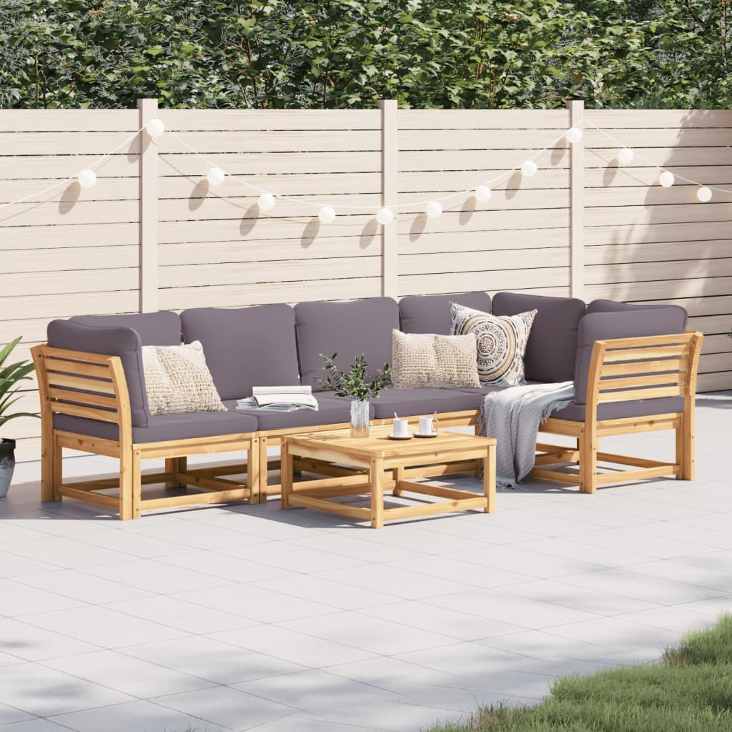 vidaXL 6 Piece Garden Lounge Set with Cushions Solid Wood Acacia