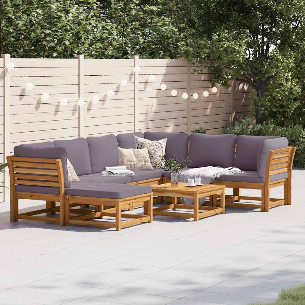 vidaXL Set mobilier grădină cu perne, 8 piese, lemn masiv acacia