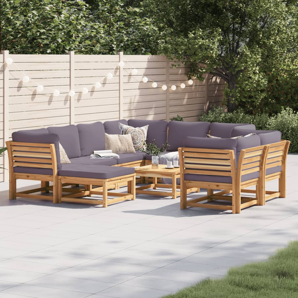 vidaXL 10-tlg. Garten-Lounge-Set mit Kissen Massivholz Akazie