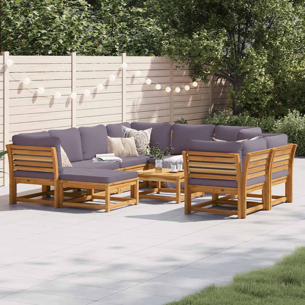 vidaXL Set mobilier grădină cu perne, 10 piese, lemn masiv acacia