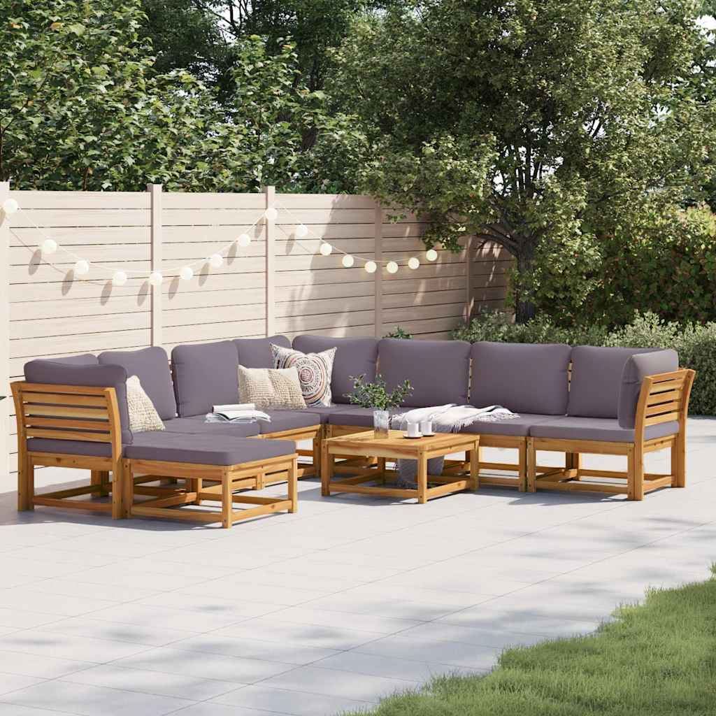 vidaXL Set mobilier grădină cu perne, 9 piese, lemn masiv acacia