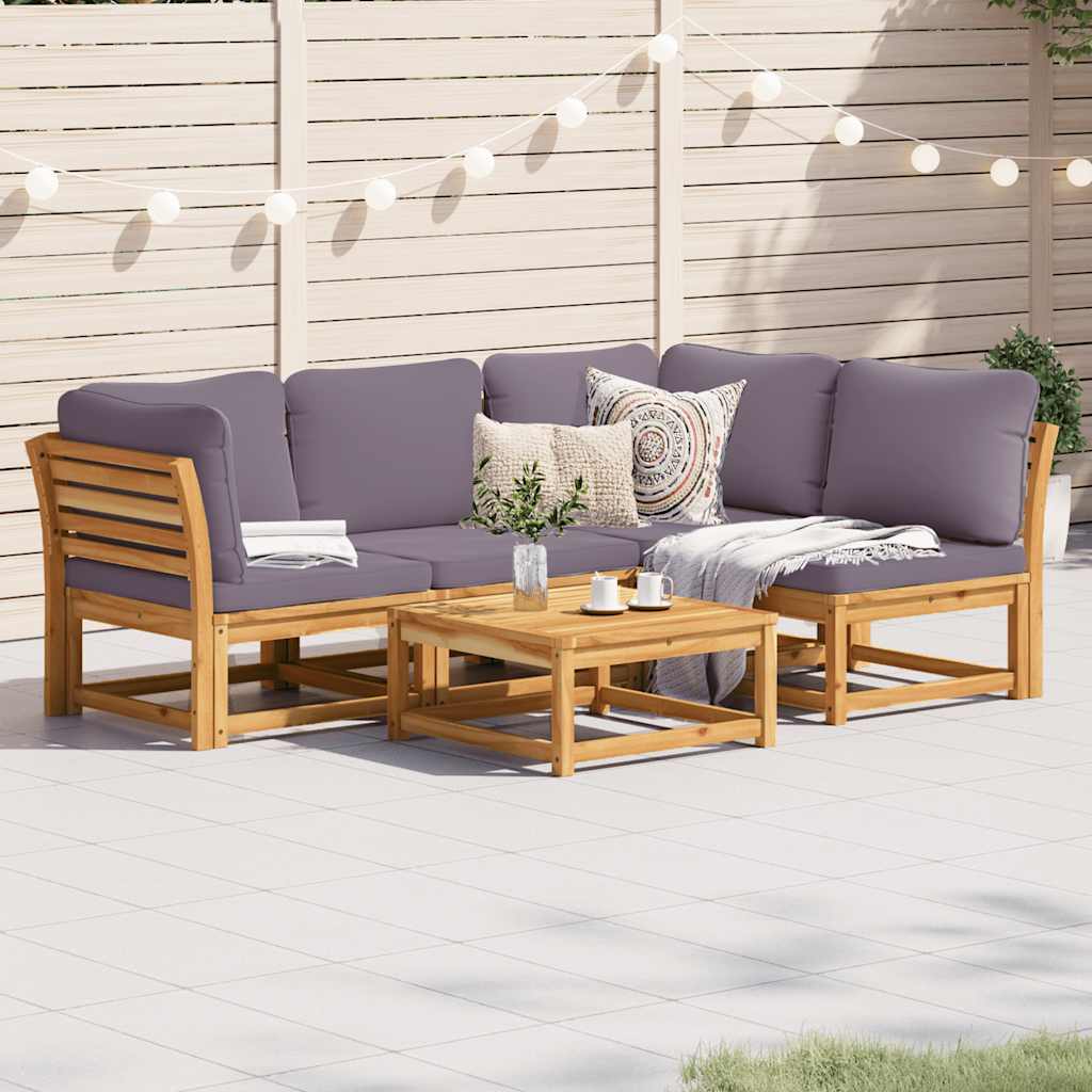 vidaXL Set mobilier de grădină cu perne, 5 buc., lemn masiv acacia