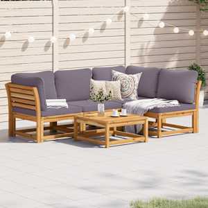 Vrtna lounge garnitura z blazinami 5-delna trden akacijev les