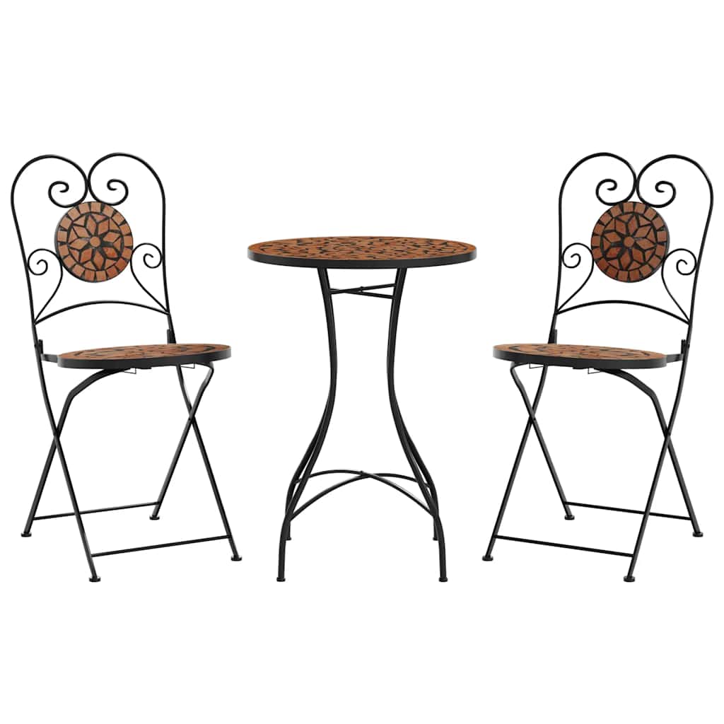 Thumbnail - vidaXL Mosaik-Bistro-Set Terrakottarot Eisen und Keramik