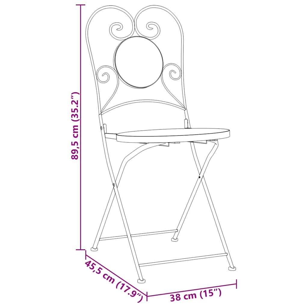 Mozaikový bistro set modrý a bílý železo a keramika - obrázek 15