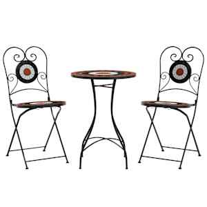 Mozaikový bistro set terakotový a bílý železo a keramika - obrázek 2