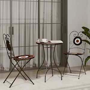 Mozaikový bistro set terakotový a bílý železo a keramika - obrázek 1