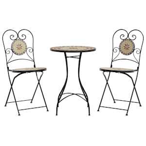 Mozaikový bistro set terakotový a bílý železo a keramika - obrázek 2