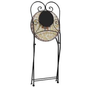 Mozaikový bistro set terakotový a bílý železo a keramika - obrázek 5