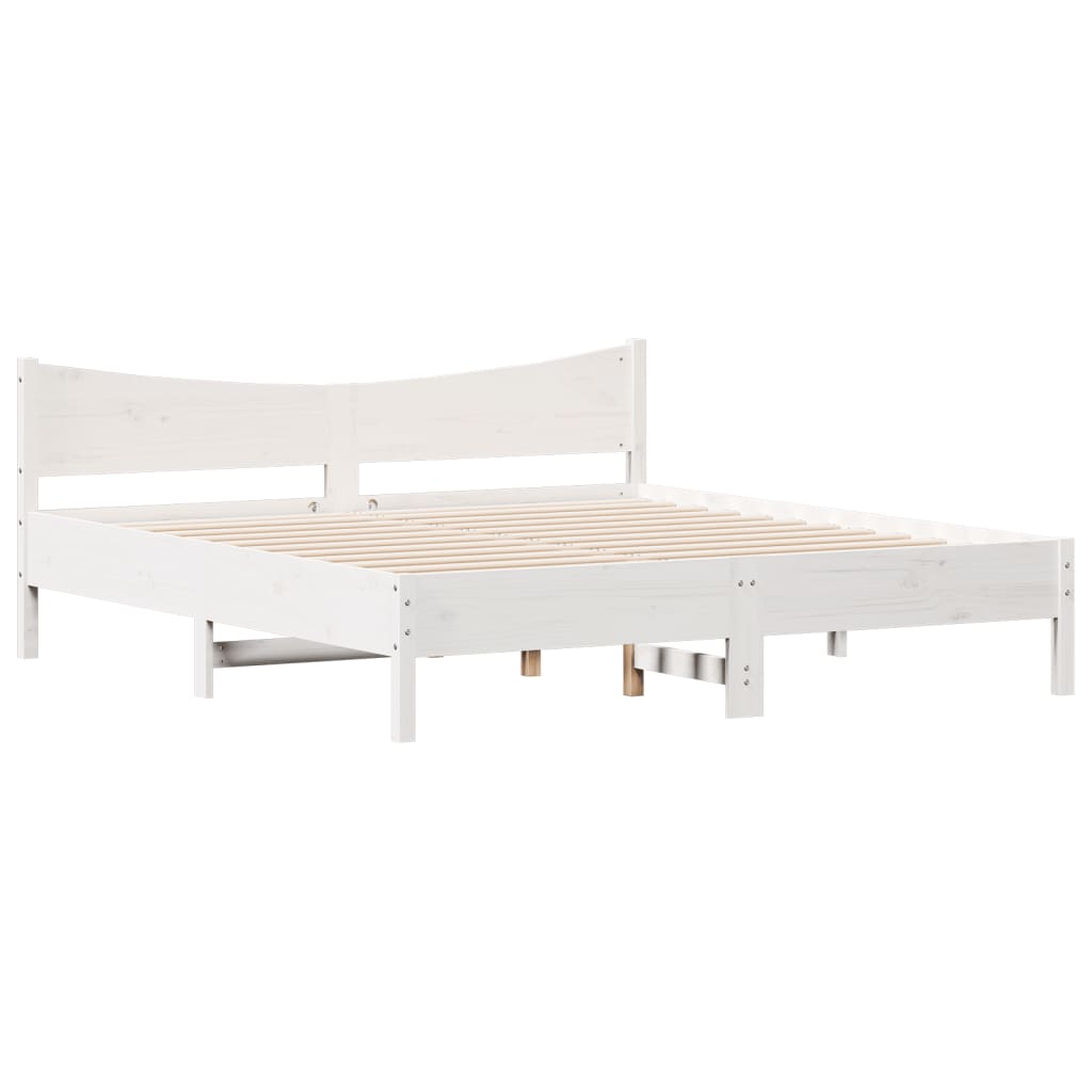 vidaXL Bedframe zonder matras massief grenenhout wit 200x200 cm afbeelding
