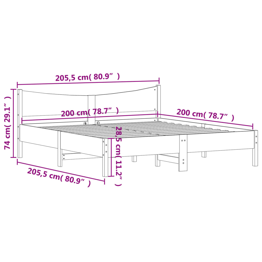 Łóżko drewniane sosnowe 205,5x205,5 białe