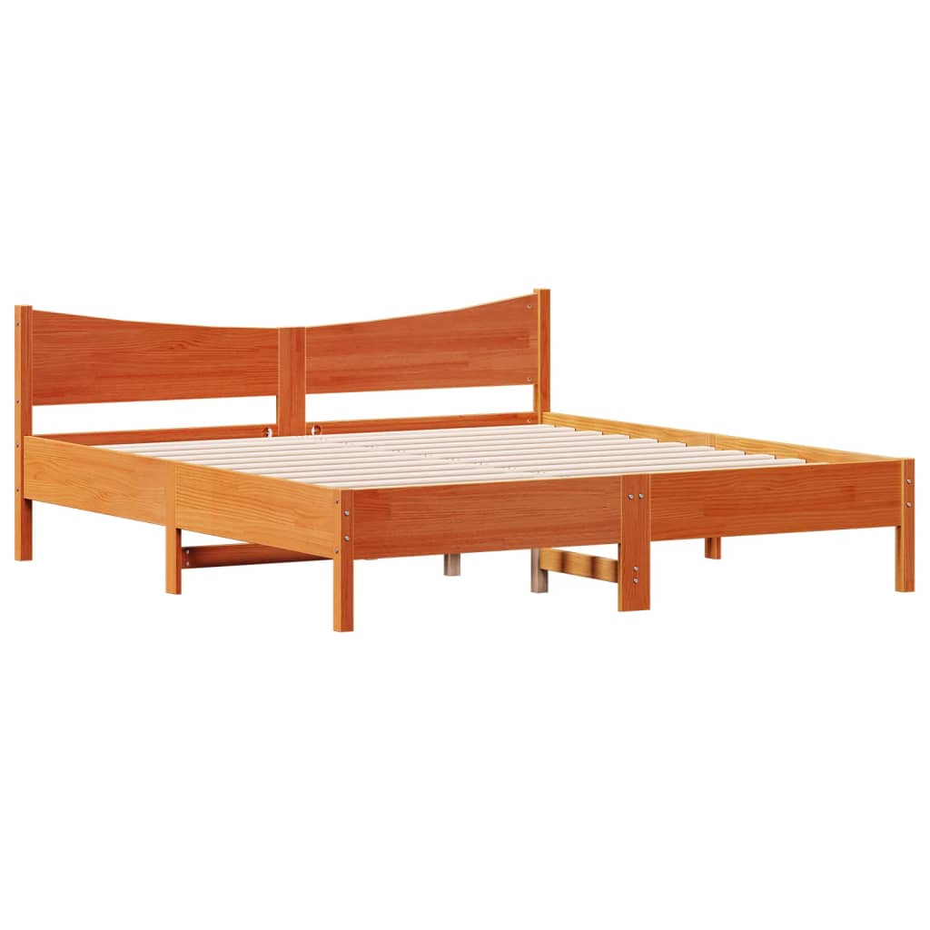 vidaXL Bedframe zonder matras massief grenenhout wasbruin 200x200 cm afbeelding
