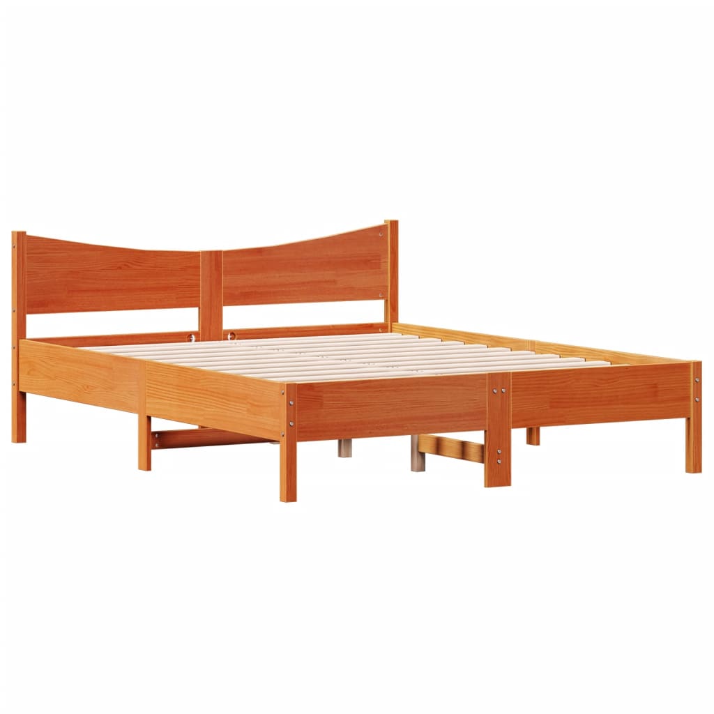 vidaXL Bedframe zonder matras massief grenenhout wasbruin 160x200 cm bruin, foto 2
