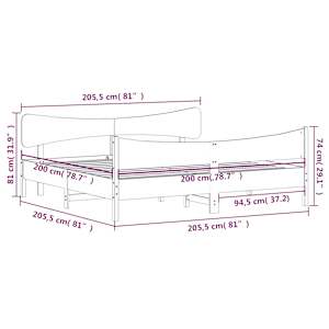 Postel bez matrace bílá 200 x 200 cm masivní borovice - obrázek 8