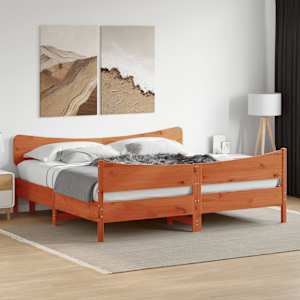 Posteljni okvir brez vzmetnice vošč. rjav 200x200 cm borovina