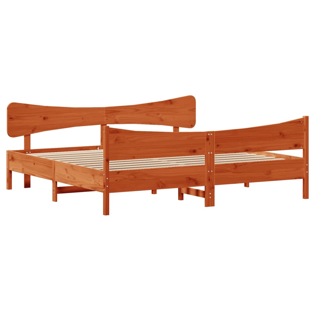 vidaXL Bedframe zonder matras massief grenenhout wasbruin 180x200 cm afbeelding