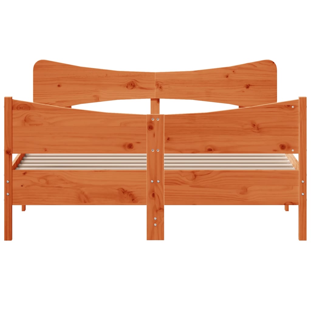 vidaXL Bedframe zonder matras massief grenenhout wasbruin 160x200 cm bruin, foto 4