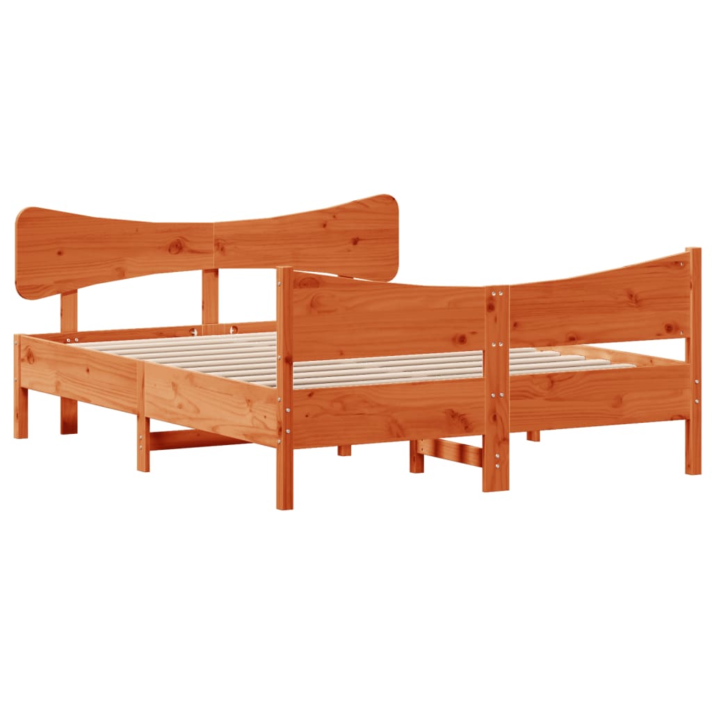 vidaXL Bedframe zonder matras massief grenenhout wasbruin 150x200 cm afbeelding