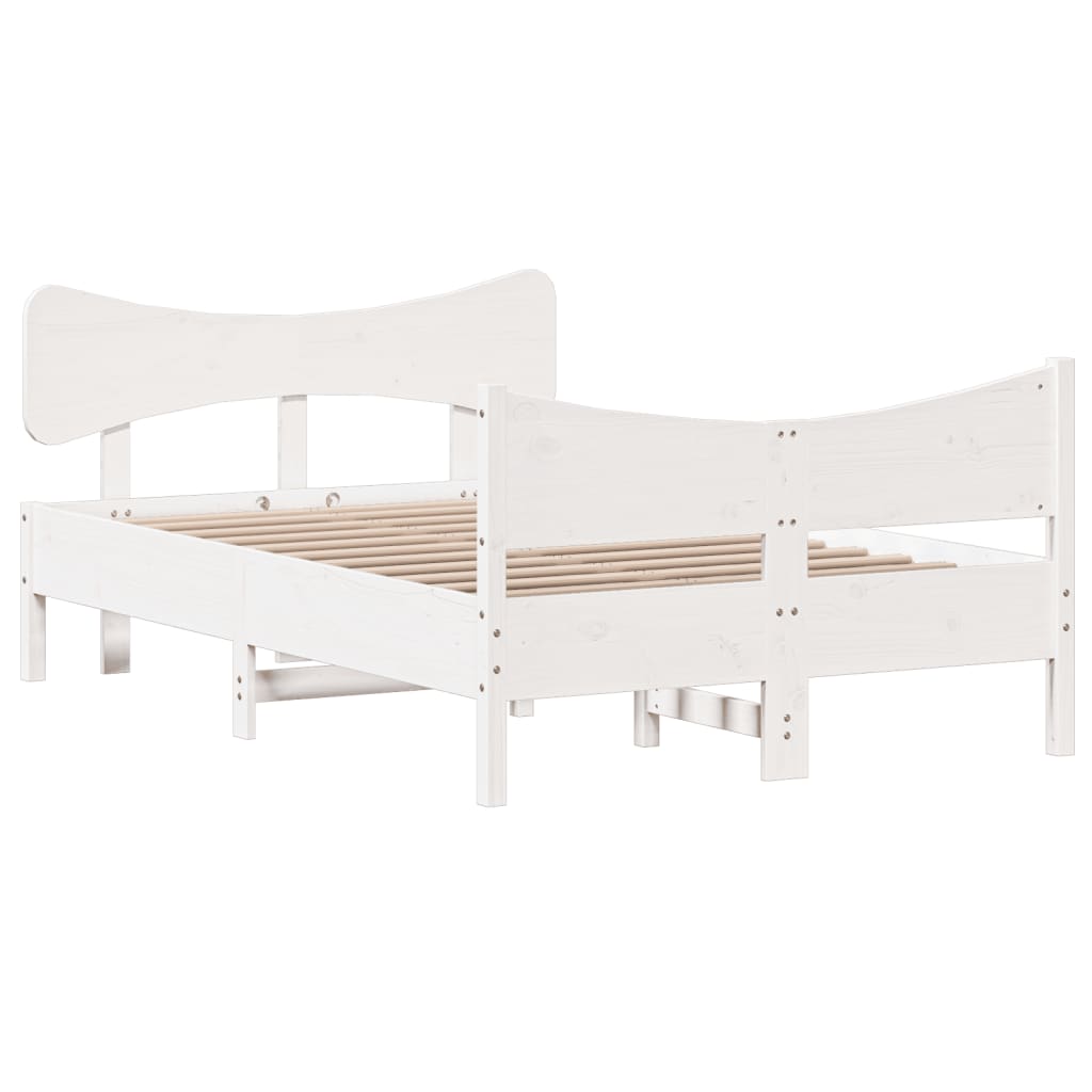 vidaXL Bedframe zonder matras massief grenenhout wit 120x200 cm afbeelding