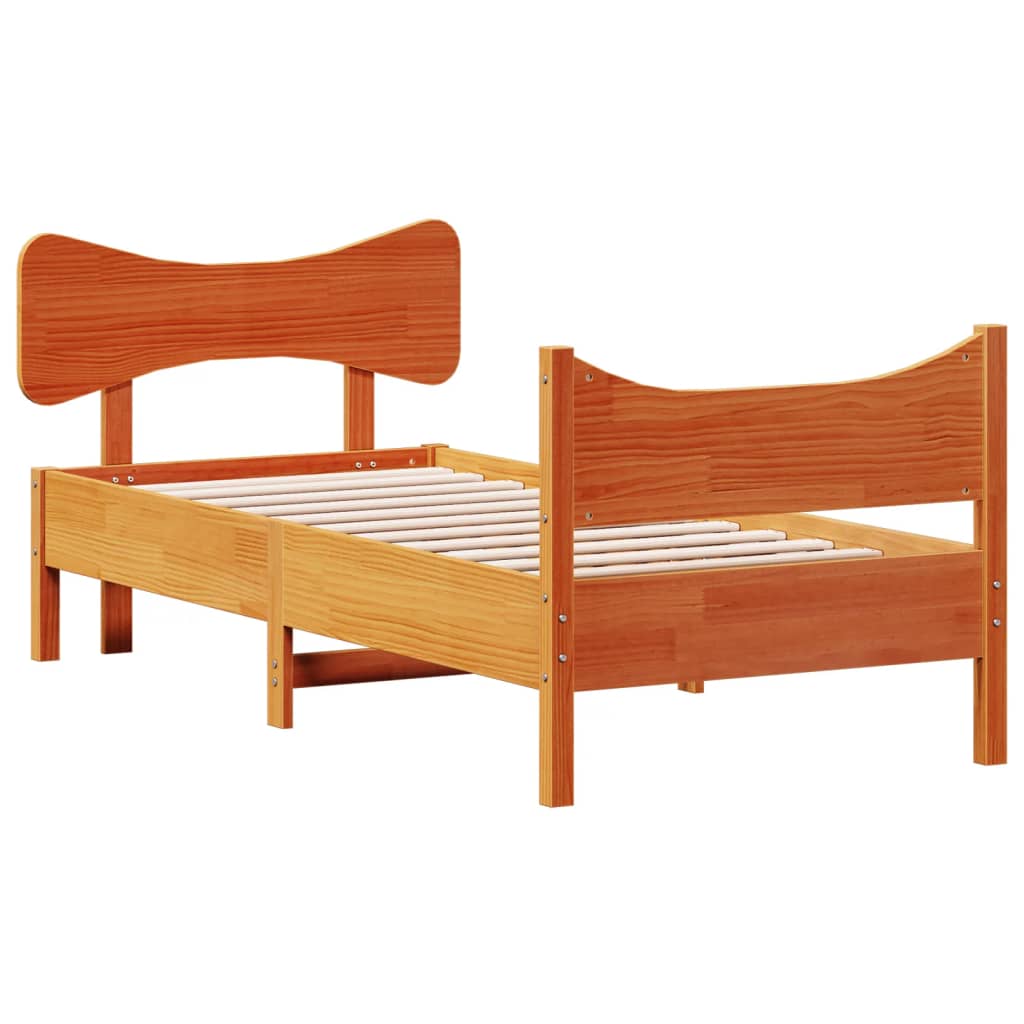 vidaXL Bedframe zonder matras massief grenenhout wasbruin 90x200 cm afbeelding