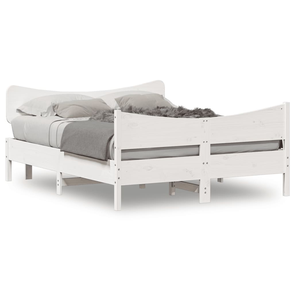 vidaXL Bedframe zonder matras massief grenenhout wit 135x190 cm, foto 2