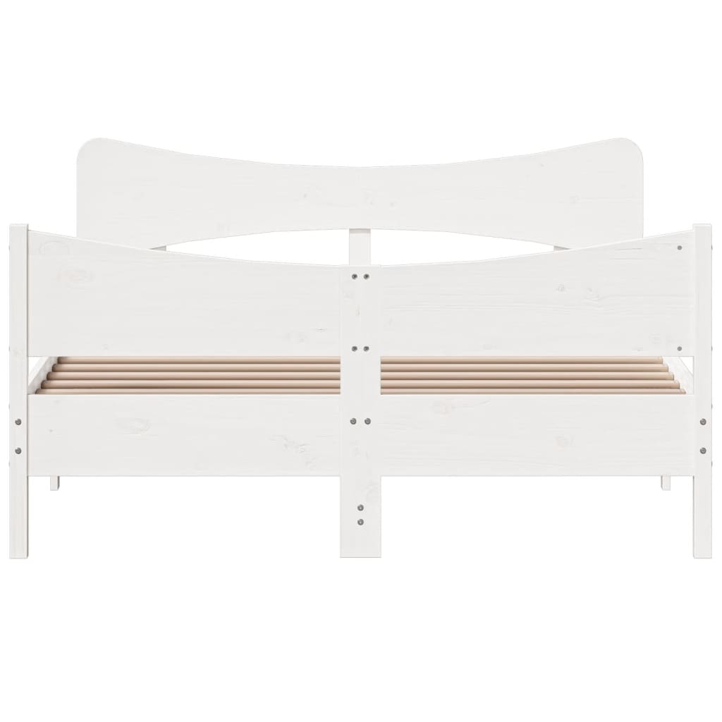 vidaXL Bedframe zonder matras massief grenenhout wit 135x190 cm, foto 4