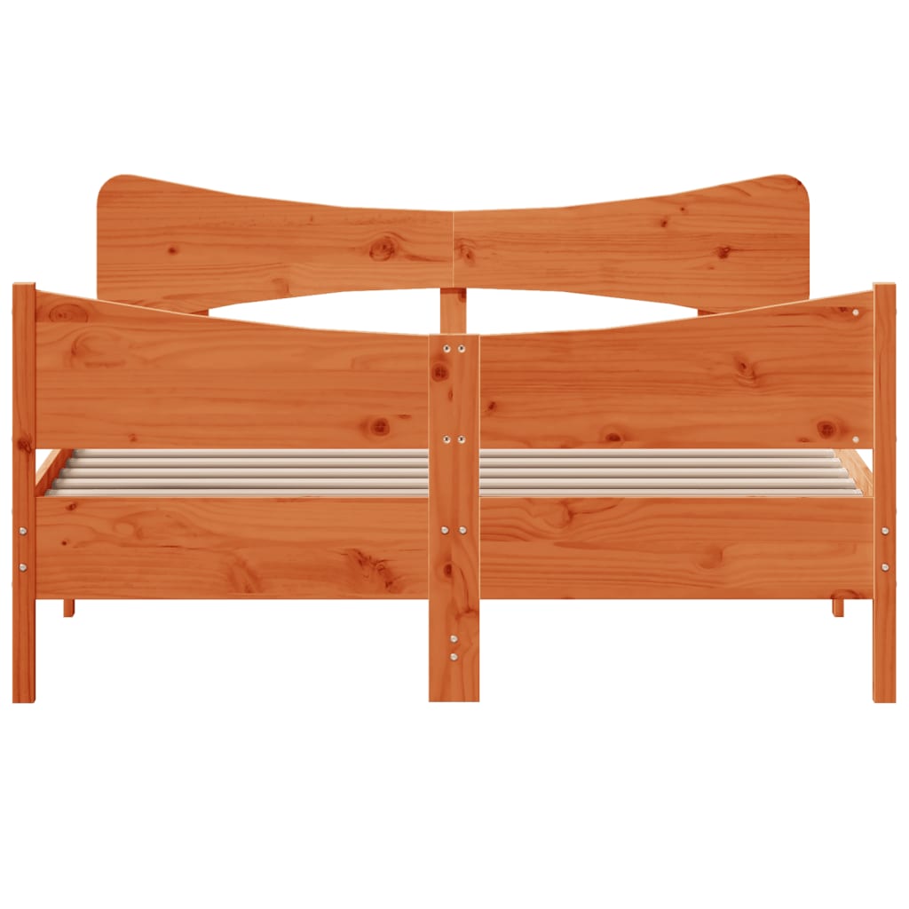 vidaXL Bedframe zonder matras massief grenenhout wasbruin 135x190 cm bruin, foto 4