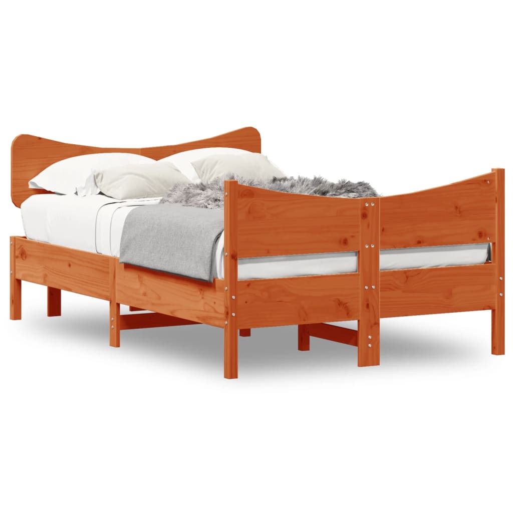 vidaXL Bedframe zonder matras massief grenenhout wasbruin 120x190 cm bruin, foto 3