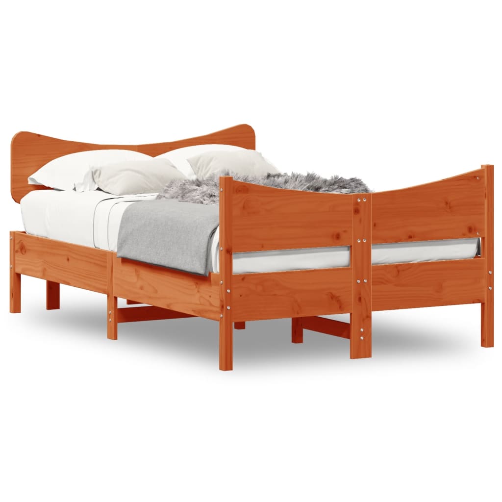 Rám postele s čelem voskově hnědý 120 x 190 cm masivní borovice
