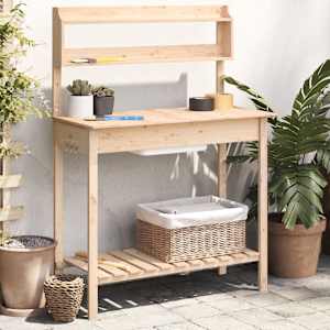 Miza za sajenje z umivalnikom 147,5x44x139,5 trden les jelke