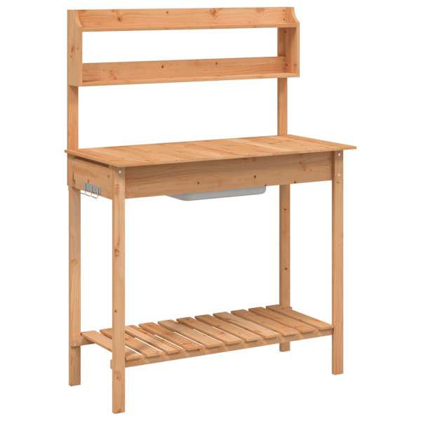 vidaXL valamuga istutuslaud, pruun, 147,5 x 44 x 139,5 cm, nulupuit