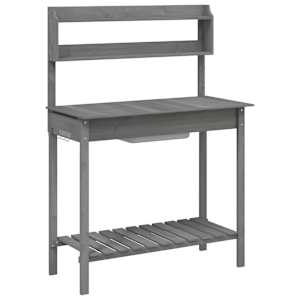 vidaXL valamuga istutuslaud, hall, 147,5 x 44 x 139,5 cm, nulupuit