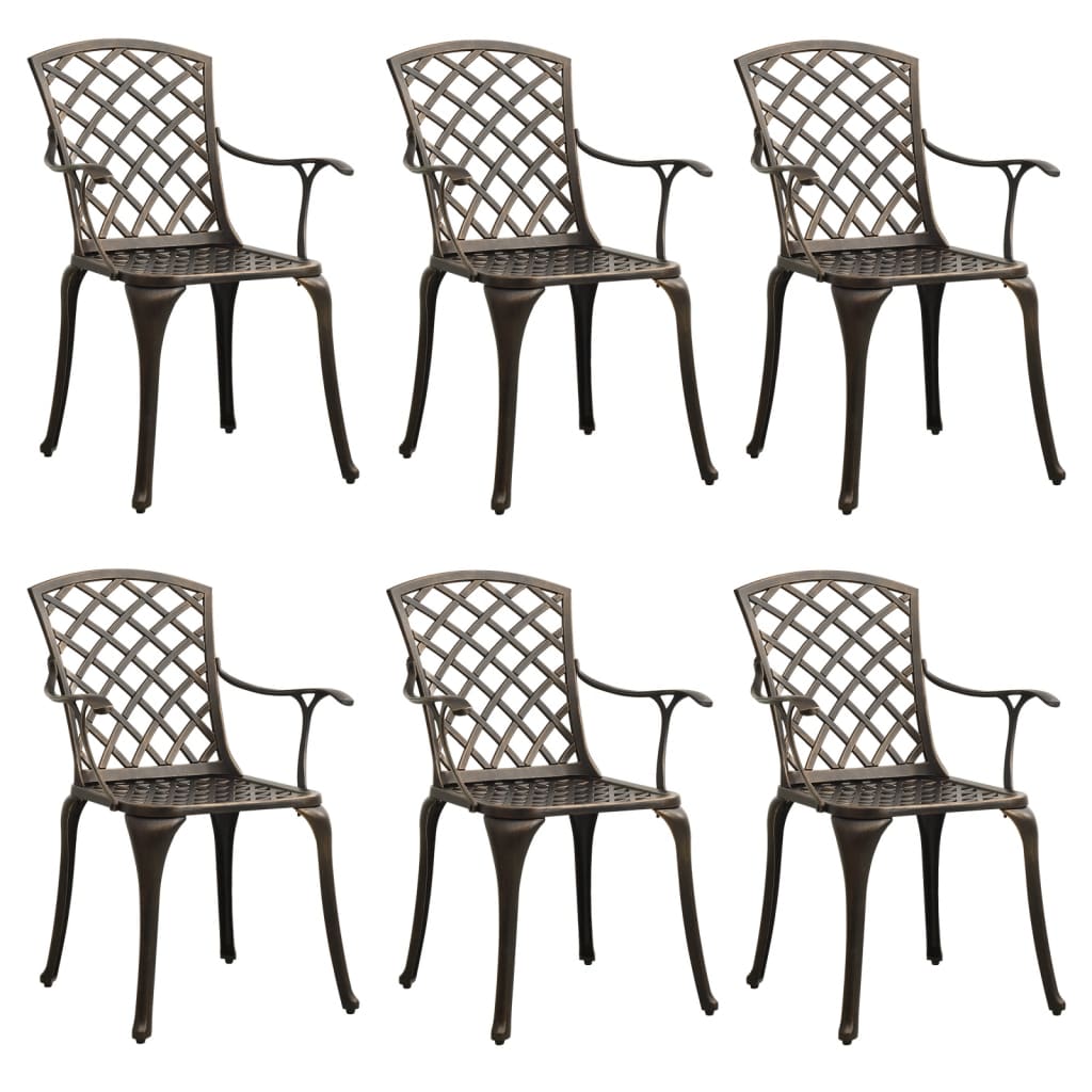 Photos - Garden Furniture VidaXL Patio Chairs 6 pcs Cast Aluminum Bronze 