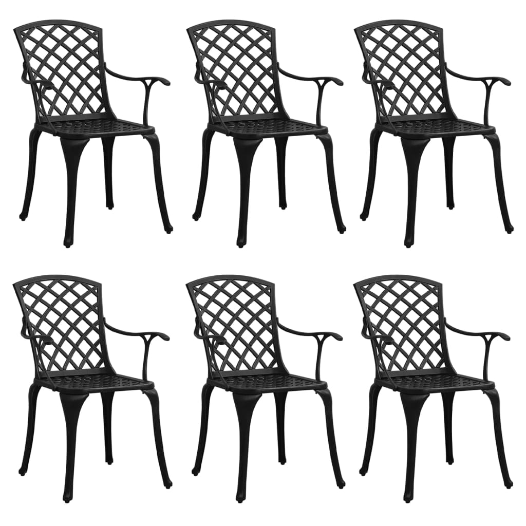 Photos - Garden Furniture VidaXL Patio Chairs 6 pcs Cast Aluminum Black 