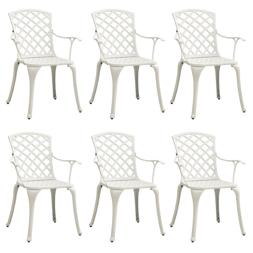 Image of vidaXL Garden Chairs 6 pcs Cast Aluminium White