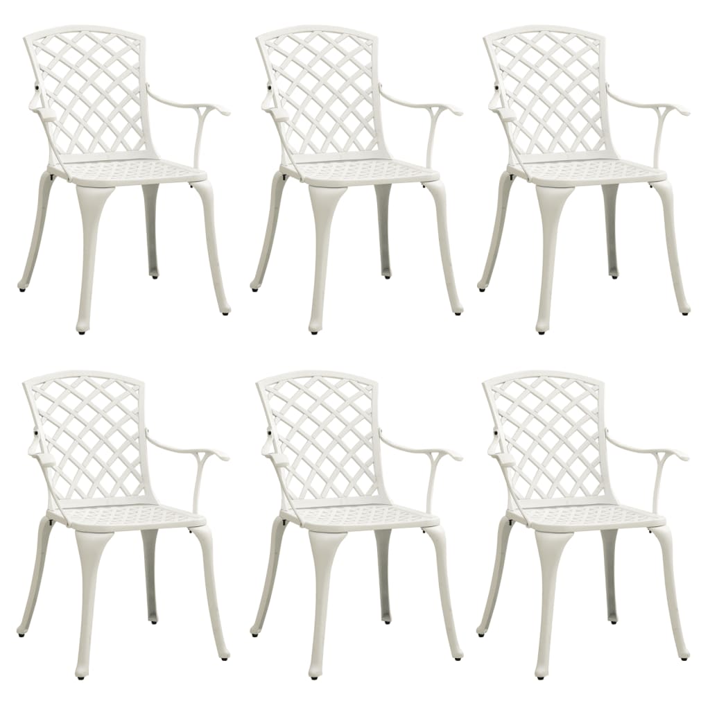 Photos - Garden Furniture VidaXL Patio Chairs 6 pcs Cast Aluminum White 