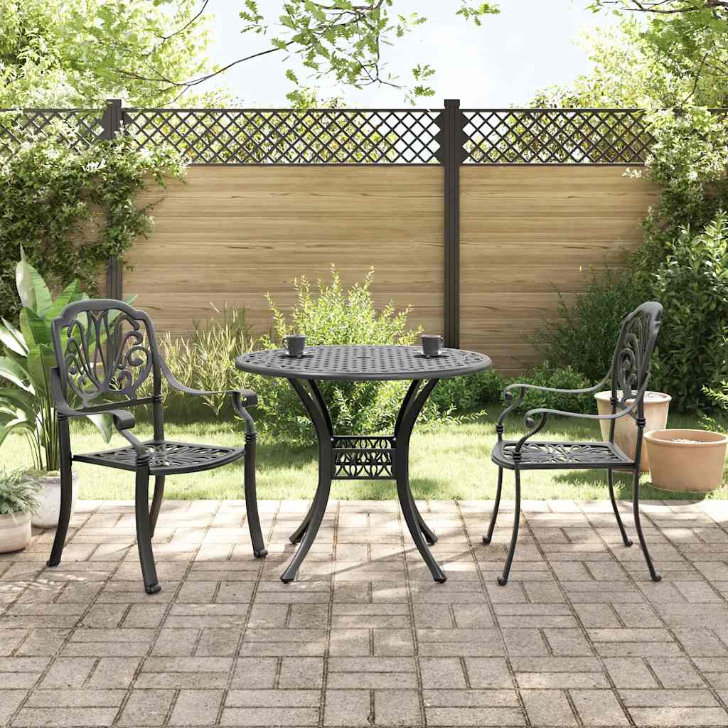 vidaXL 3-tlg. Bistro-Set Schwarz Aluminiumguss